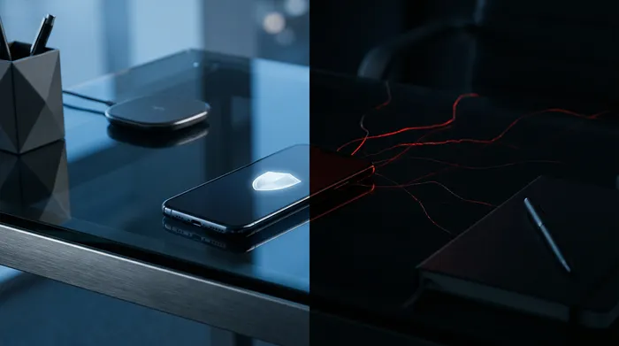 Közeli kép egy személy arcáról, amelyet egy okostelefonos digitális arcfelismerő rendszer szkennel.